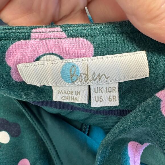 Boden Joanna Fit & Flare Ponte Knit Dress Green Pink Floral Size 10 - Picture 9 of 13